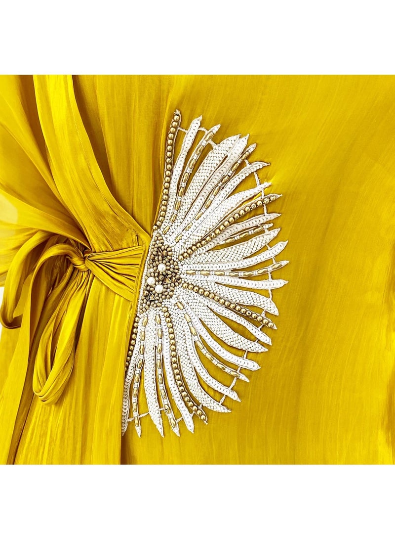 QABEELA RAM21 SUNFLOWER DRAPE KAFTAN - Image 2